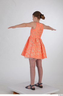  Selin drape dressed orange short dress standing t poses whole body 0004.jpg